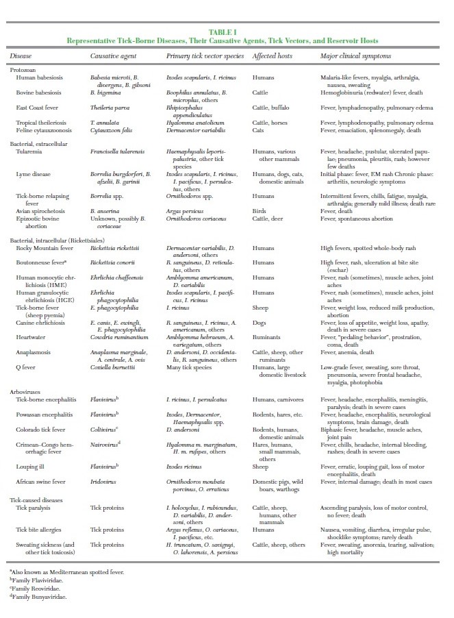 Tick Diseases Chart - A1 Pest Control