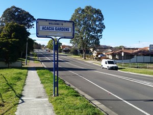 Acacia Gardens Road Sign